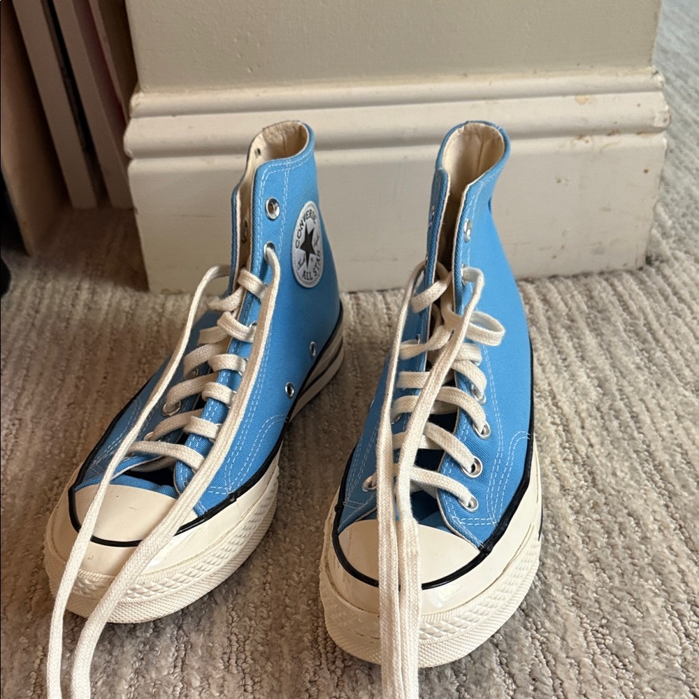 Converse High-Top Sneakers in Blue and White